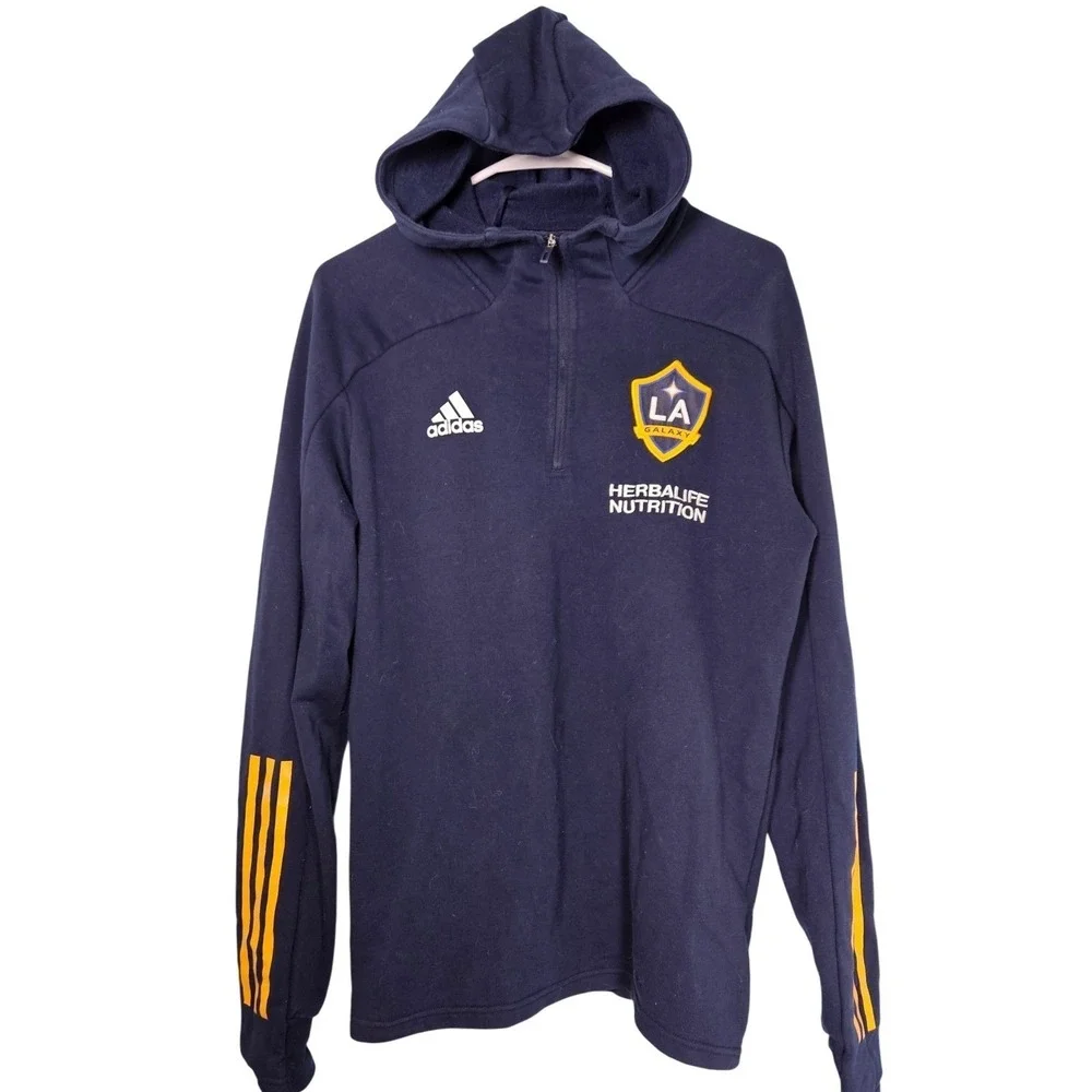 Adidas LA Galaxy Quarter Zip Hoodie Mens Large Navy‎ Blue Soccer Gorpcore MLS